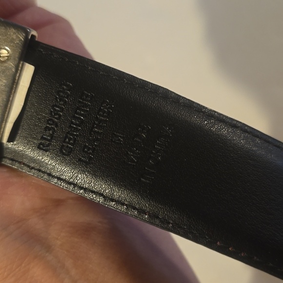 Mens Reddish Brown Leather Belt Reversible Silver Buckle Sz.M/L - Picture 9 of 10